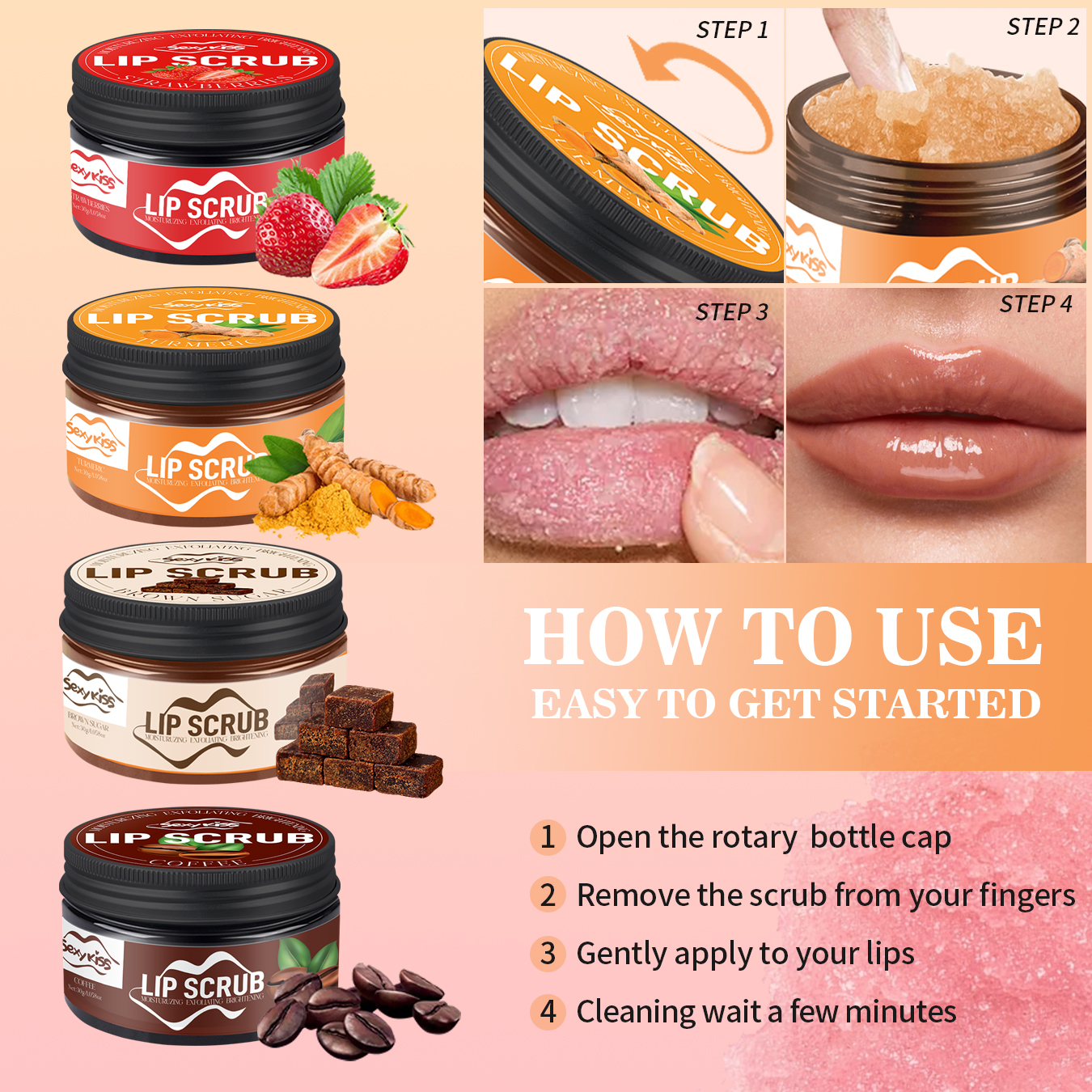 Scrub labbra fragola, caffè, z - Sugar Scrub Coffee recensione e prezzo
